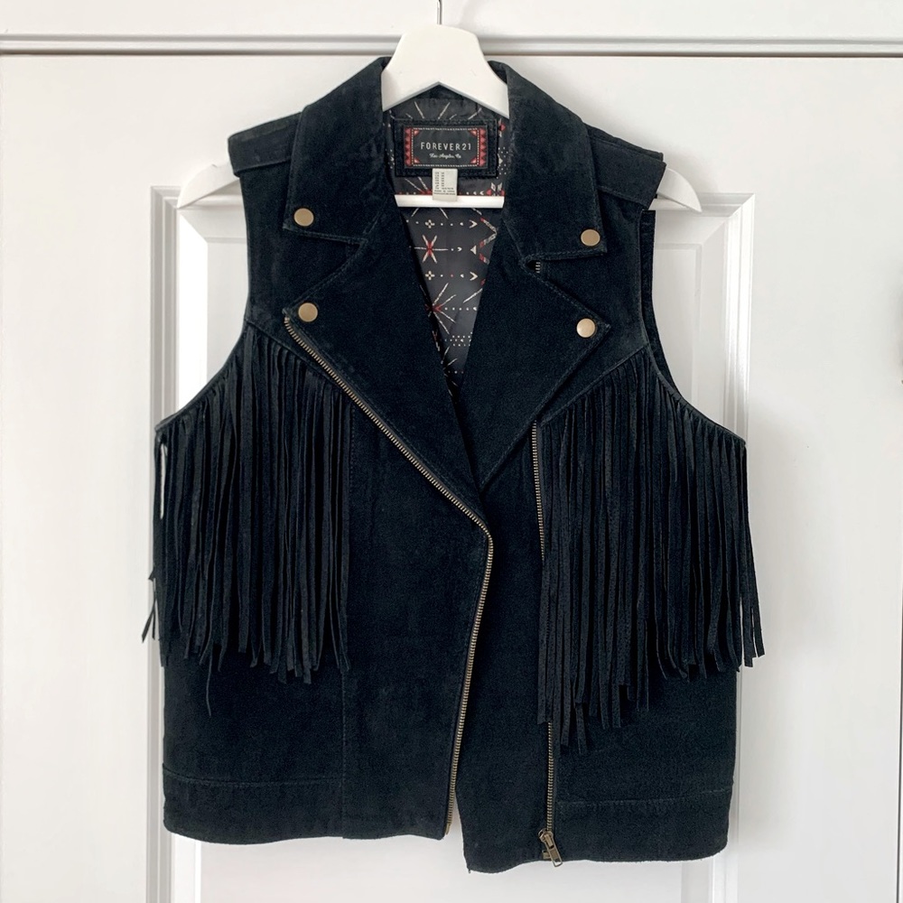 MOVING SALE | Women’s Forever21 100% Pig Skin Leather Suede Fringe Vest, Size M